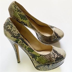Aldo Hayth heels cream gray stiletto animal print snakeskin